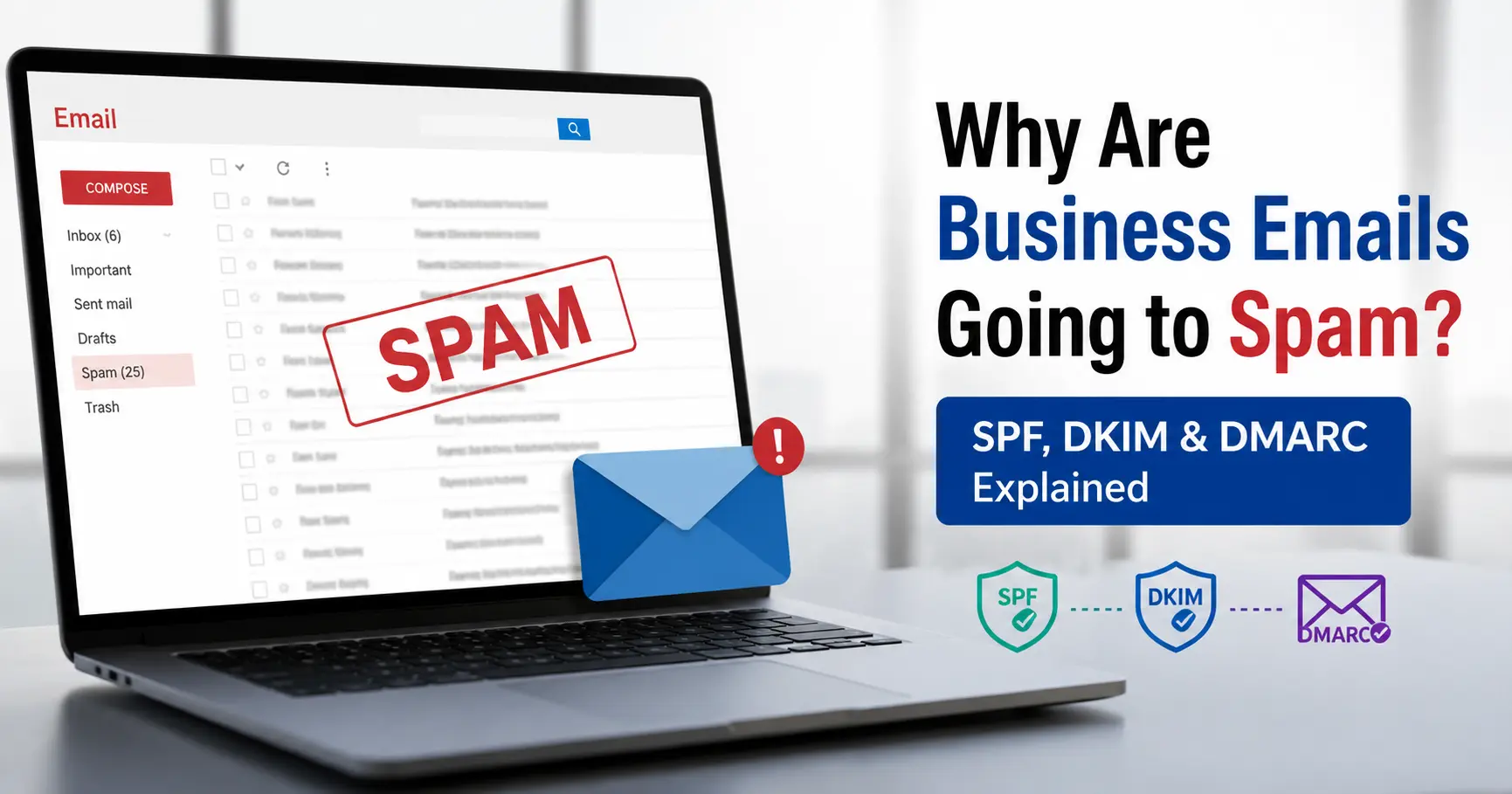 why business emails go to spam spf dkim dmarc explained